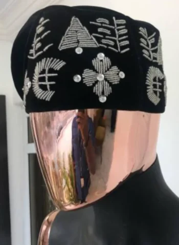 African Hat With Silver Embroidery