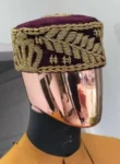 A Burgundy and gold embroidery African traditional hat