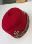 African IBO Red Traditional Hat With Gold Adornment