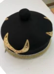African IBO Black Royal Traditional Hat With Gold Swarovsky Adornment