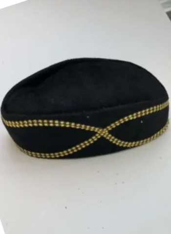 African Traditional Black and Gold Lines ceremonial hat