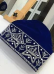 A Royal Blue and Silver Embroidery African Traditional Hat