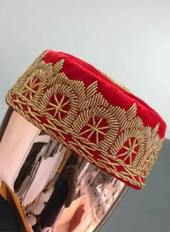 A Red and gold embroidery African traditional hat
