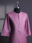 An orchid purple, pleated triangle with buckle intersection, 3/4 sleeve African senator kaftan native.